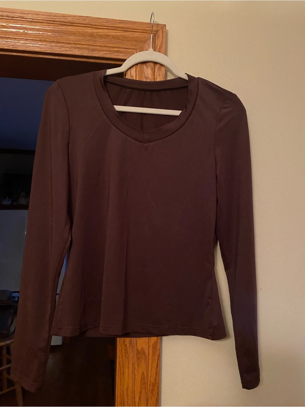 Set of 2 Women's Brown and tan Long-Sleeve Scoop Neck Tops size L